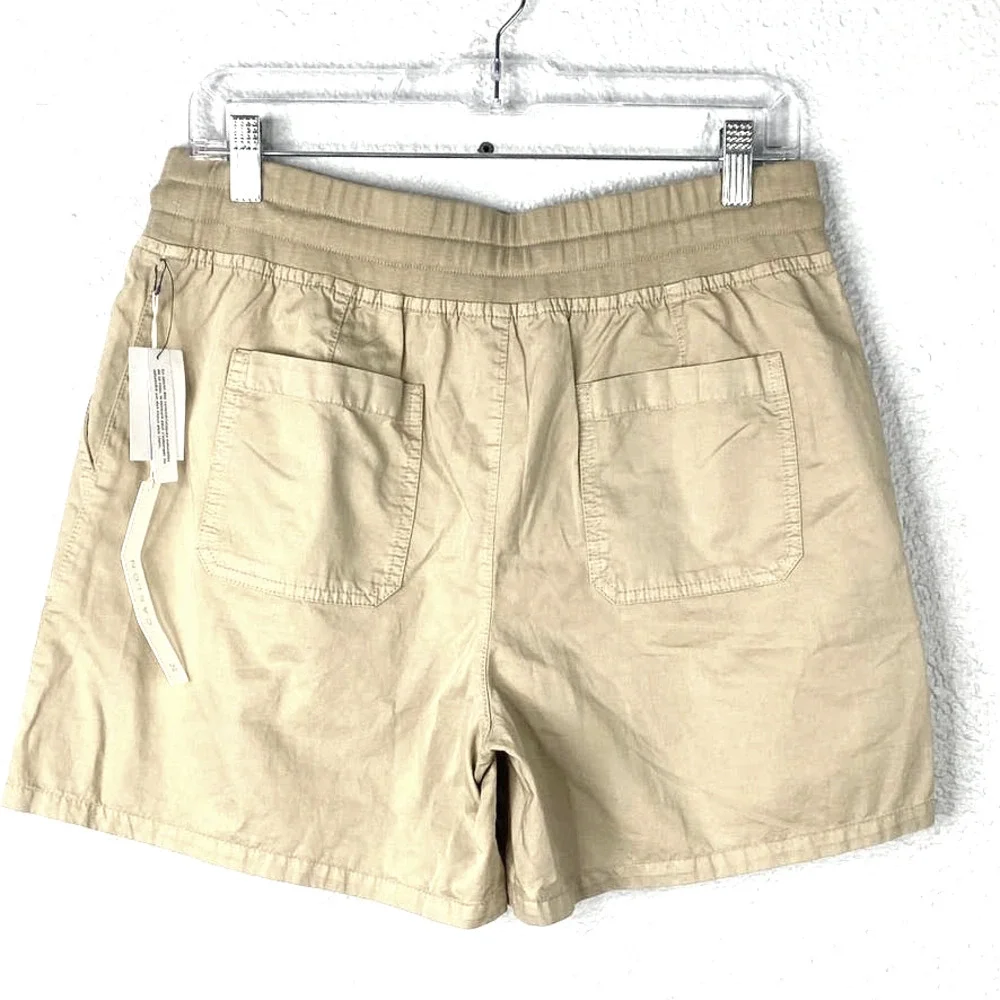 Caslon Shorts Medium Womens Khaki Cotton Drawstring Front Patch Pockets